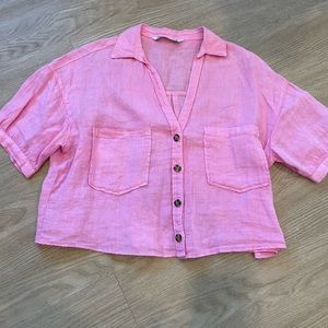Zara linen cropped shirt S